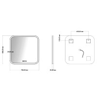 Зеркало Mixline Стив-3 70 с подсветкой, с подогревом, с часами
