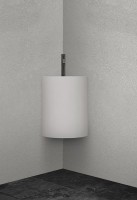 Раковина подвесная Abber Stein AS2625 42 матовая белая, круглая, угловая, искусственный камень