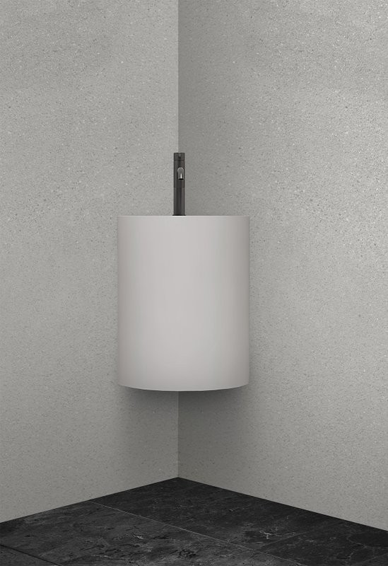 Раковина подвесная Abber Stein AS2625 42 матовая белая, круглая, угловая, искусственный камень