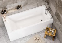 Акриловая ванна Roca Easy 150x70 см, пристенная, белая, с каркасом, со сливом-переливом