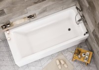 Акриловая ванна Roca Easy 150x70 см, пристенная, белая, с каркасом, со сливом-переливом