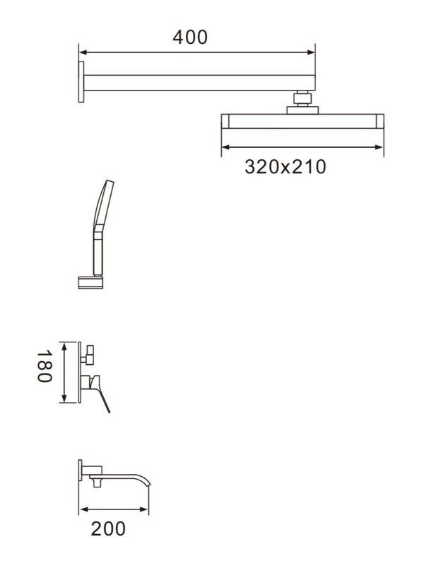 Душевая система встраиваемая Shevanik S4035H, черный