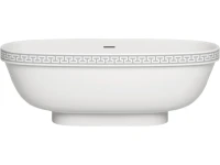 Ванна из искусственного камня Salini Greca Meander S-Stone 180x80 см, отдельностоящая, матовая белая, овальная, со сливом-переливом, с донным клапаном