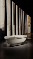 Ванна из искусственного камня Salini Greca Meander S-Stone 180x80 см, отдельностоящая, матовая белая, овальная, со сливом-переливом, с донным клапаном