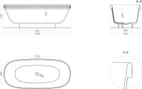 Ванна из искусственного камня Salini Greca Meander S-Stone 180x80 см, отдельностоящая, матовая белая, овальная, со сливом-переливом, с донным клапаном
