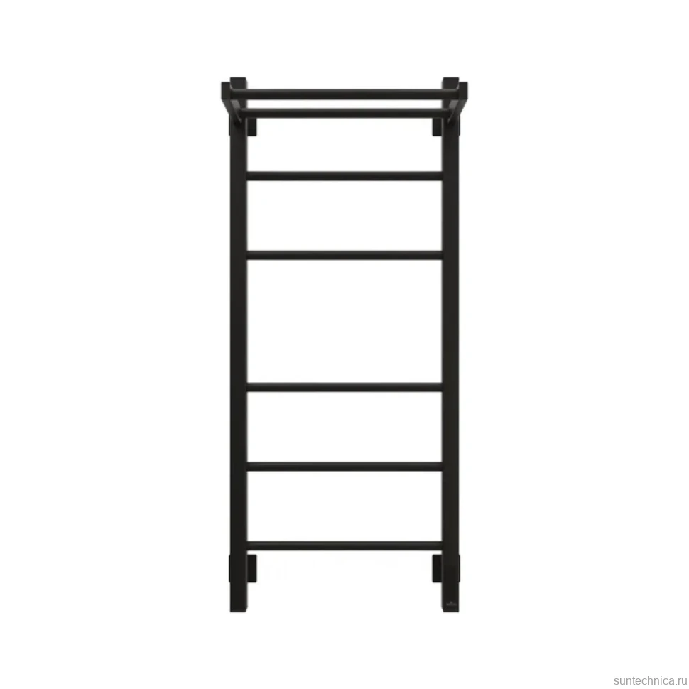 Полотенцесушитель электрический Grota Alto 430х1000 RAL9005 EL 100x45 см, подключение справа, слева, скрытое подключение справа, матовый черный, лесенка, из стали, с полкой