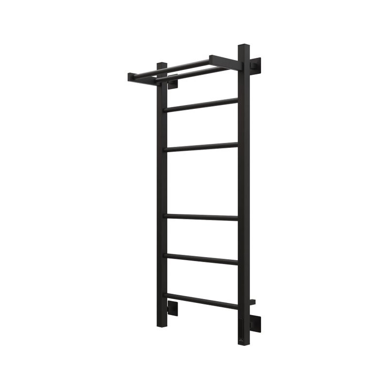 Полотенцесушитель электрический Grota Alto 430х1000 RAL9005 EL 100x45 см, подключение справа, слева, скрытое подключение справа, матовый черный, лесенка, из стали, с полкой