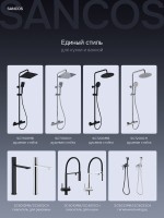 Душевая стойка Sancos Kanedo SC7100MB с термостатом, черная матовая