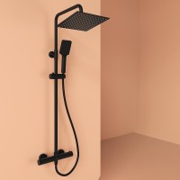 Душевая стойка Sancos Kanedo SC7100MB с термостатом, черная матовая