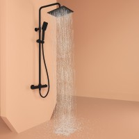 Душевая стойка Sancos Kanedo SC7100MB с термостатом, черная матовая