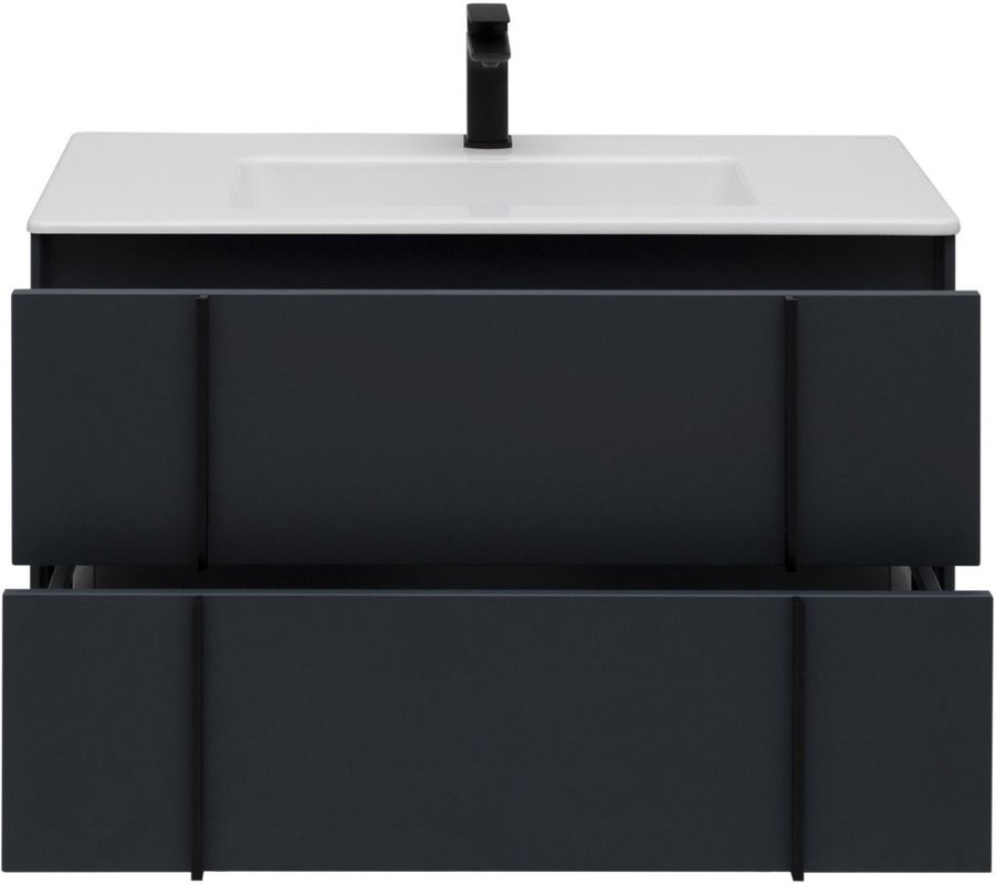 Тумба с раковиной Allen Brau Reality 90 подвесная, антрацит матовый, раковина Fantasy Flat 92x47, без перелива, белая