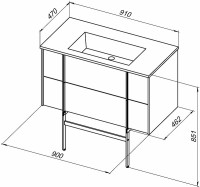 Тумба с раковиной Allen Brau Reality 90 подвесная, антрацит матовый, раковина Fantasy Flat 92x47, без перелива, белая