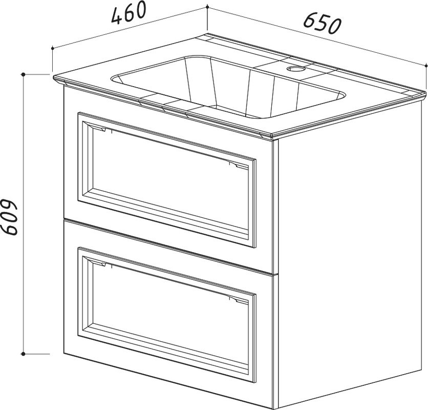 Тумба под раковину без столешницы Belux София 65 подвесная, белая глянцевая