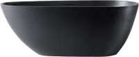 Ванна из искусственного камня Abber Dortmund 170x75 см, отдельностоящая, черная, овальная, со сливом-переливом