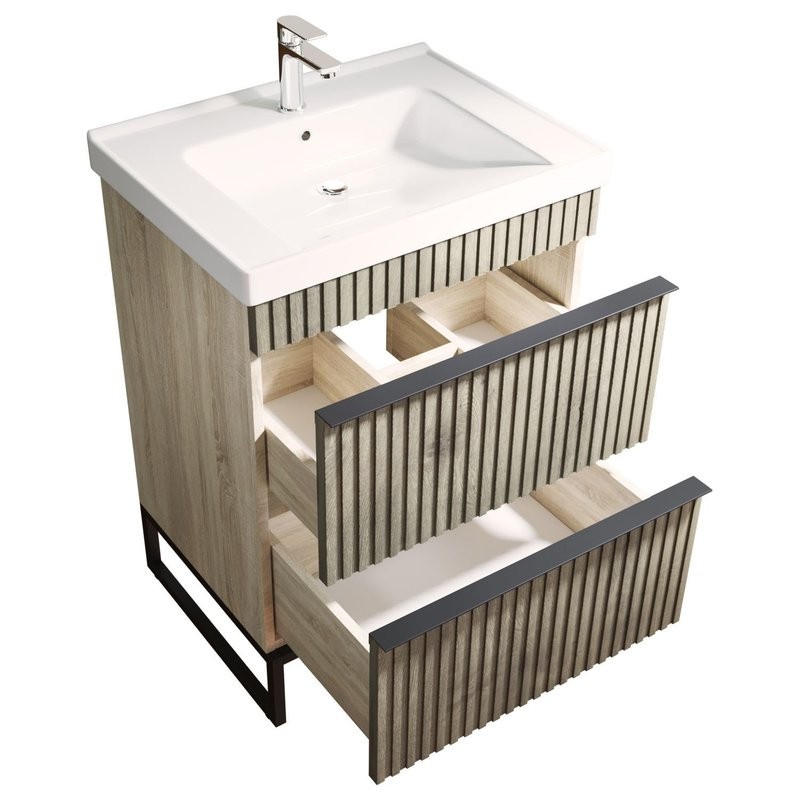 Тумба д/ванной "Окленд -60" Дуб Мелфорд под умывальник Грэйс- 60 ЛОФТ (ПВХ)