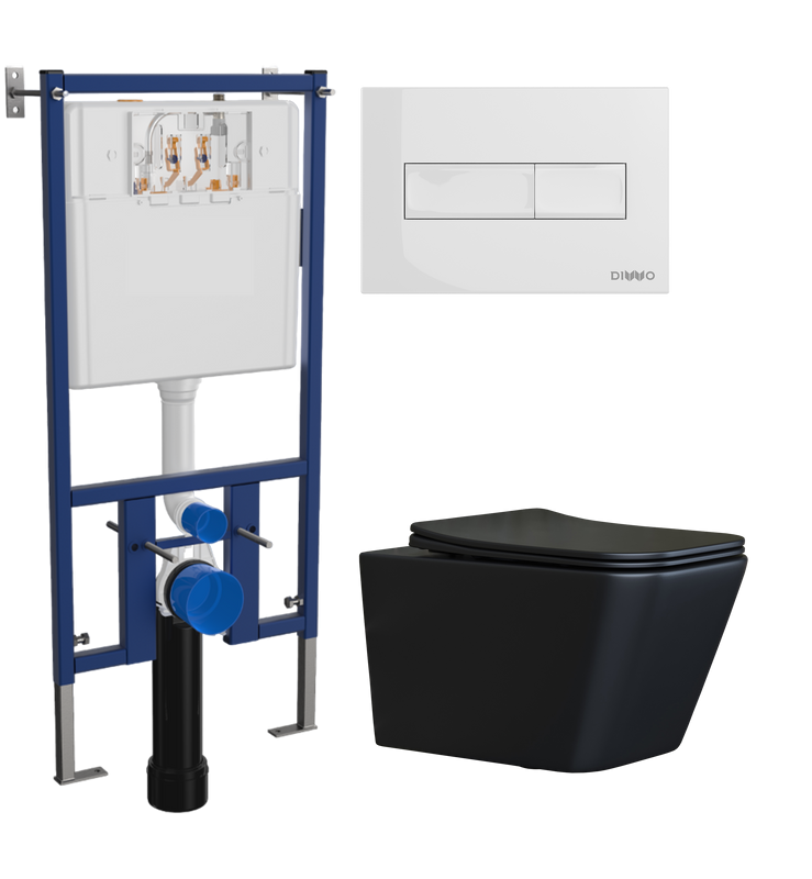 Комплект Унитаз подвесной Ceramicanova Metric + Инсталляция DIWO + Кнопка 7320 белая