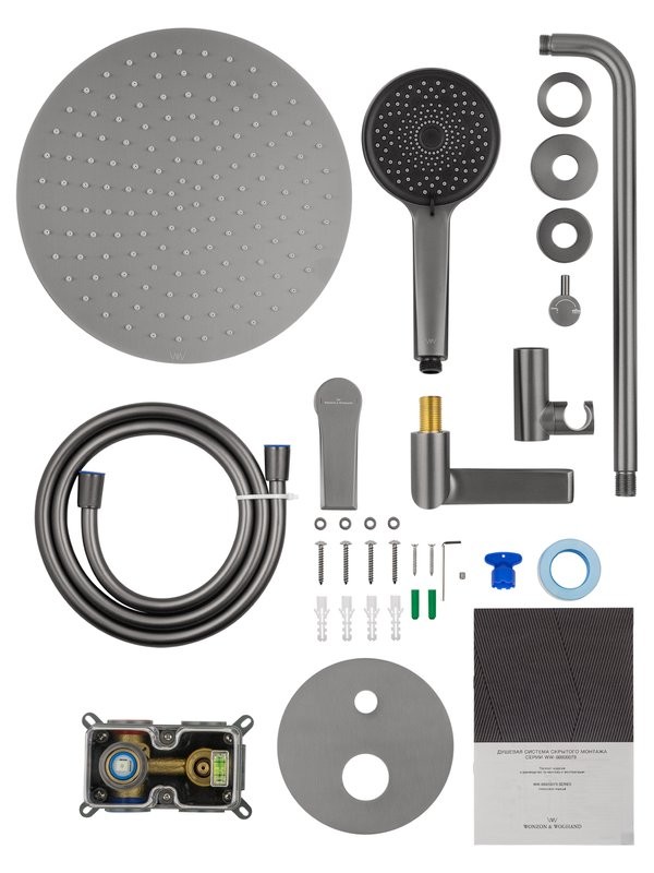 Душевой комплект Wonzon & Woghand Brilliant WW-88939079-BGM С ВНУТРЕННЕЙ ЧАСТЬЮ, темный графит