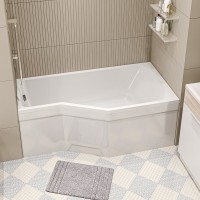 Акриловая ванна Marka One Convey R 170x75 см, правая, пристенная, белая, асимметричная, на ножках