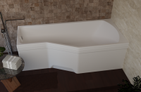 Акриловая ванна Marka One Convey R 170x75 см, правая, пристенная, белая, асимметричная, на ножках