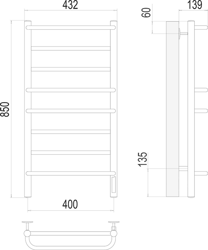 Полотенцесушитель электрический Terminus Евромикс П8 400x850