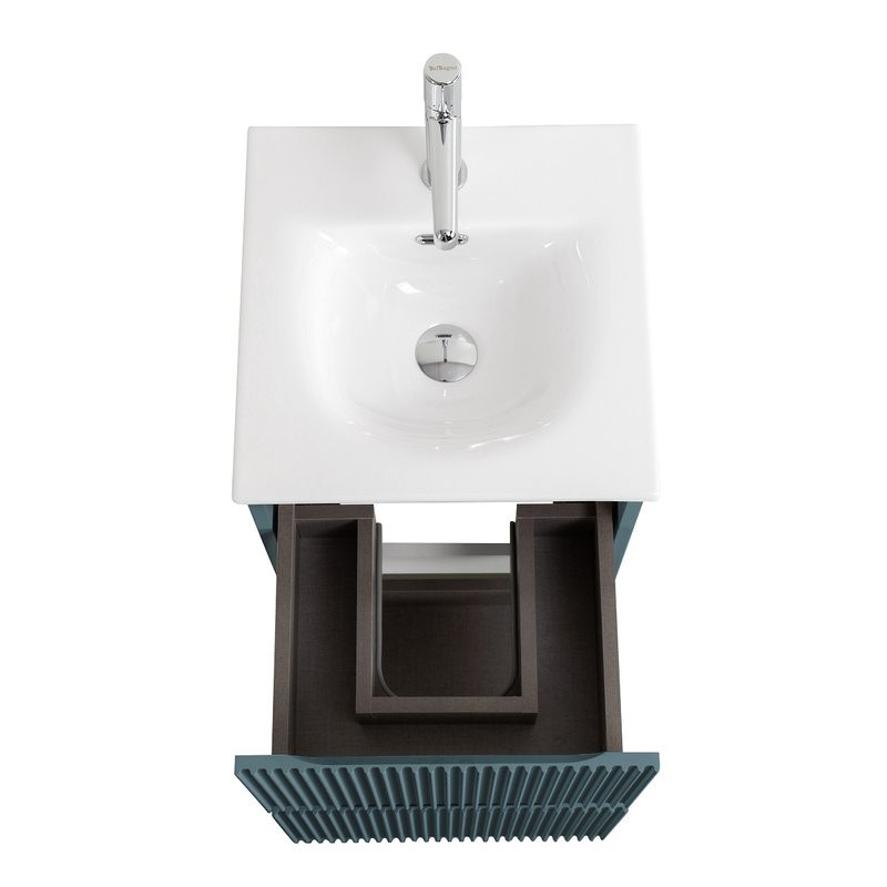 Мебель для ванной комнаты BelBagno Uno-mini 40 подвесная, 2 ящика, матовая голубая