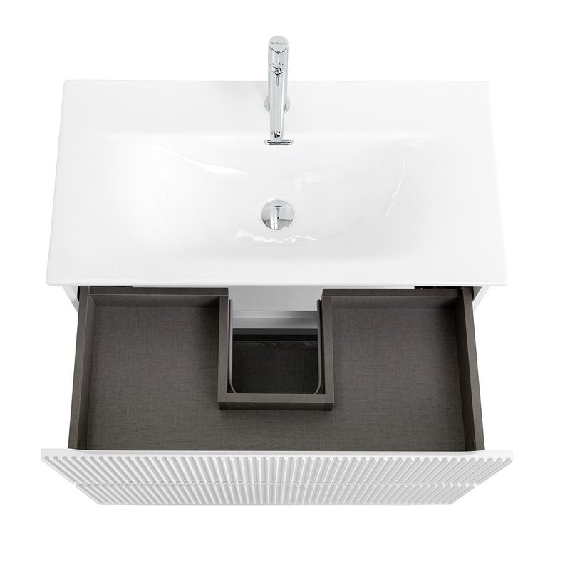 Тумба с раковиной BelBagno Uno-mini 80 подвесная, 2 ящика, bianco opaco