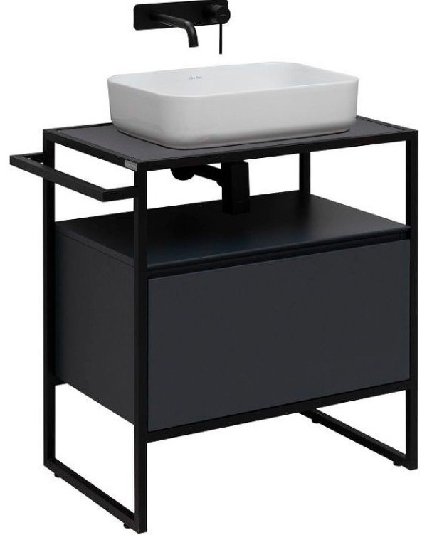 Тумба с раковиной Allen Brau Priority 70 напольная, белый матовый, столешница графит