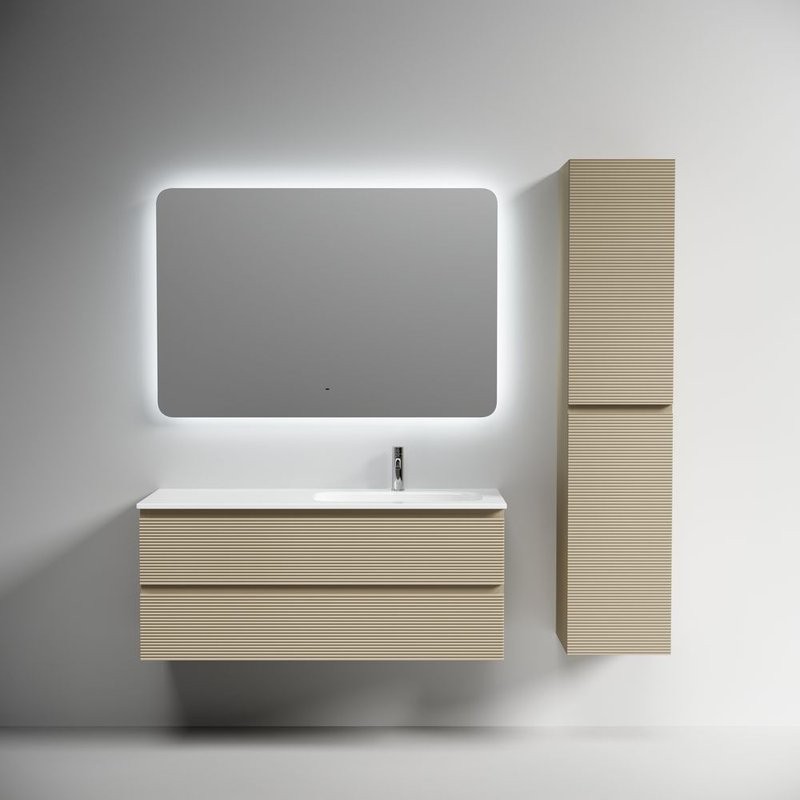 Тумба под раковину подвесная Sancos Folk правая 1190х445х500 мм, c двумя ящиками оснащенными доводчиками, Капучино