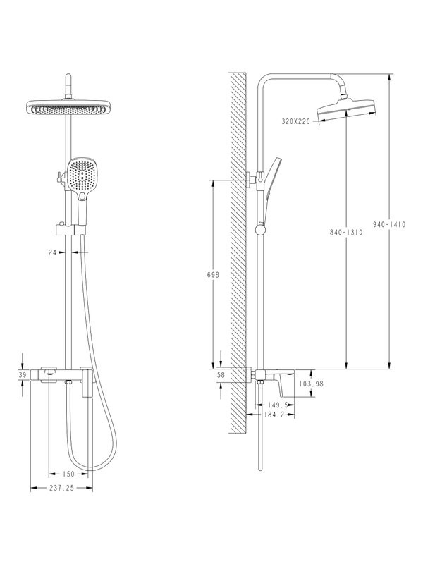Душевая стойка Haiba HB24831-7 черная