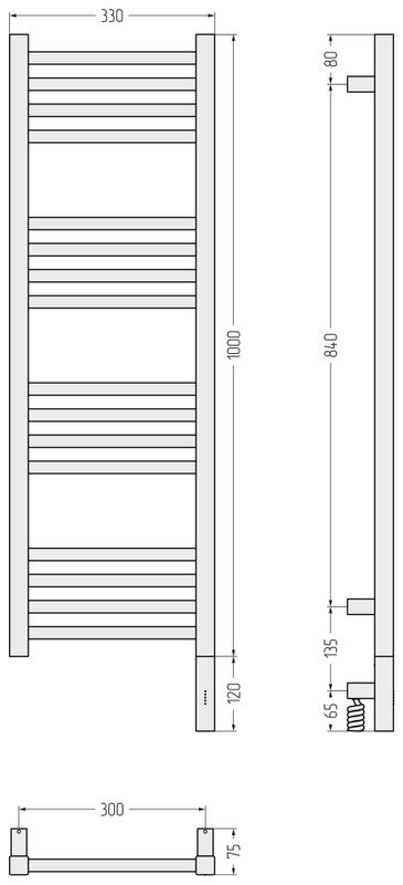 Полотенцесушитель электрический Сунержа Модус 3.1 00-5901-1030 110x35 см, подключение справа, без покрытия, лесенка