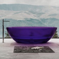 Акриловая ванна Abber Kristall AT9702 Amethyst 180x85 см, отдельностоящая, фиолетовая, овальная, с донным клапаном