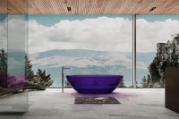 Акриловая ванна Abber Kristall AT9702 Amethyst 180x85 см, отдельностоящая, фиолетовая, овальная, с донным клапаном