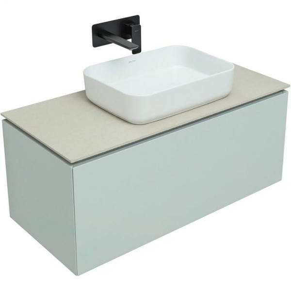 Тумба с раковиной Allen Brau Infinity 100 1+1, подвесная, папирус матовый, столешница бежевая