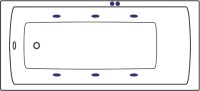 Акриловая ванна Excellent Aquaria Soft 160x70 см, встраиваемая, с гидромассажем, белая, с каркасом, со сливом-переливом, фурнитура бронза