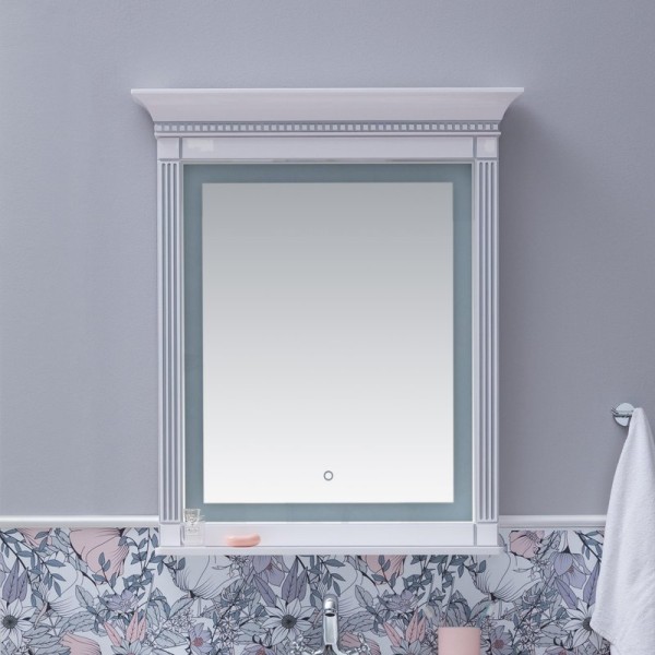 Зеркало Aquanet Селена 90 белое, серебро, с полкой