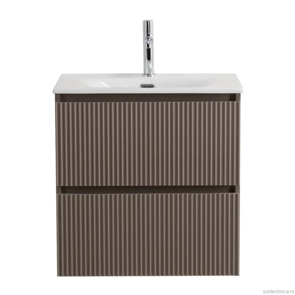 Тумба с раковиной BelBagno Uno 60 подвесная, 2 ящика, матовая бежевая