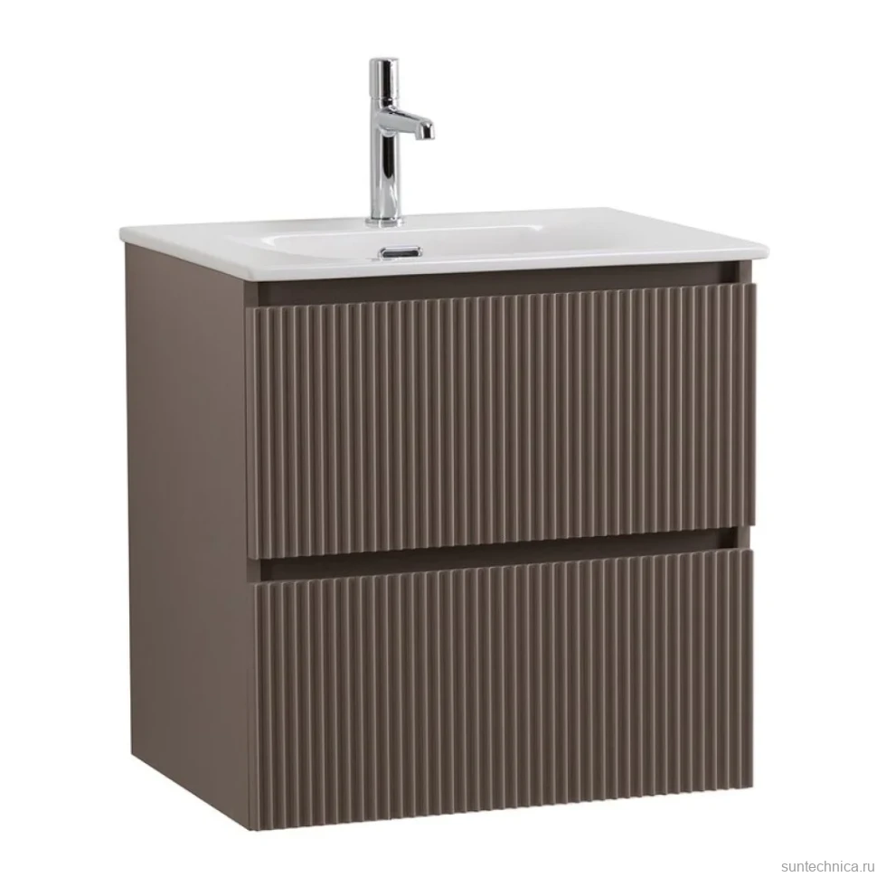 Тумба с раковиной BelBagno Uno 60 подвесная, 2 ящика, матовая бежевая