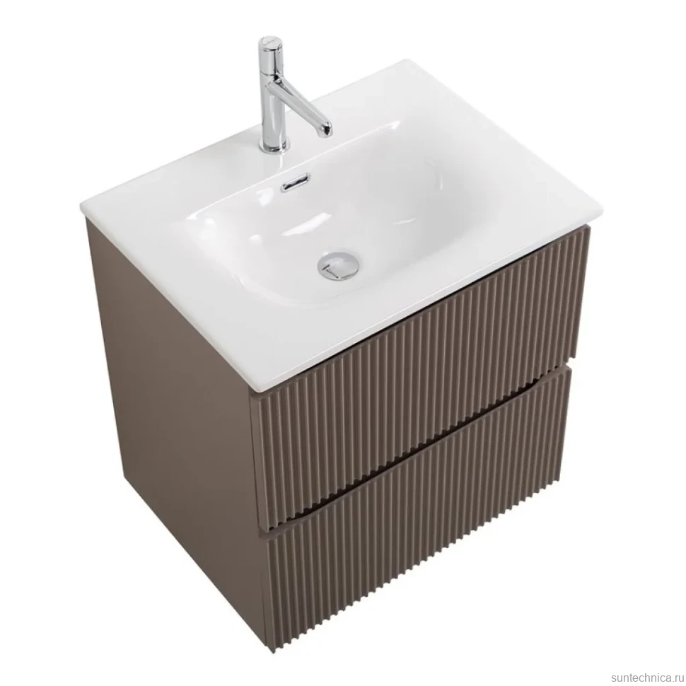 Тумба с раковиной BelBagno Uno 60 подвесная, 2 ящика, матовая бежевая