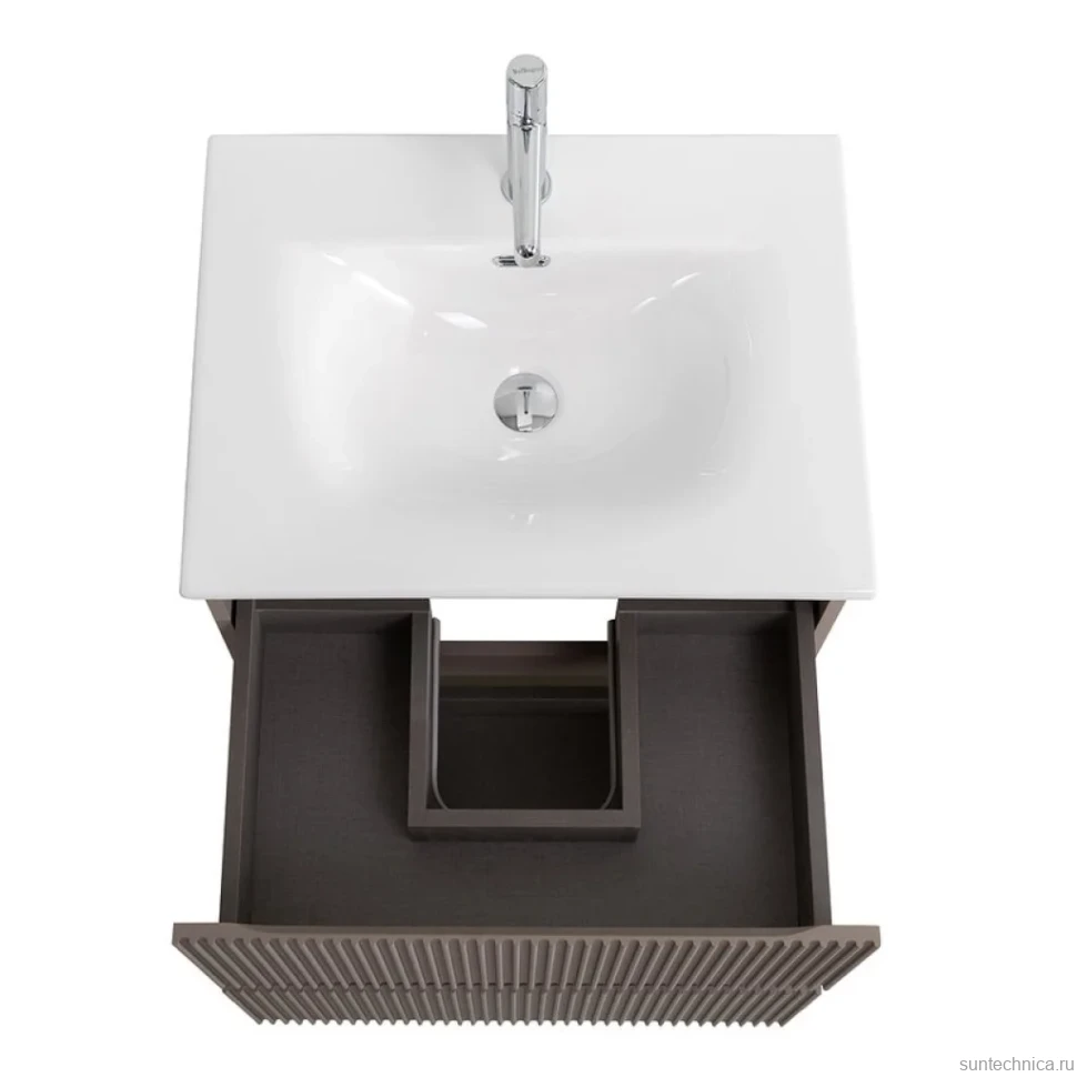 Тумба с раковиной BelBagno Uno 60 подвесная, 2 ящика, матовая бежевая