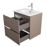 Тумба с раковиной BelBagno Uno 60 подвесная, 2 ящика, матовая бежевая