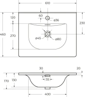 Тумба с раковиной BelBagno Uno 60 подвесная, 2 ящика, матовая бежевая