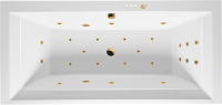 Акриловая ванна Excellent Crown Grand Ultra 190x90 см, встраиваемая, с гидромассажем, белая, с каркасом, со сливом-переливом, фурнитура золото
