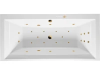 Акриловая ванна Excellent Crown Grand Ultra 190x90 см, встраиваемая, с гидромассажем, белая, с каркасом, со сливом-переливом, фурнитура золото