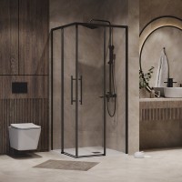 Душевой уголок Niagara Nova NG-6829-34BLACK 90x90, профиль черный матовый, стекло прозрачное