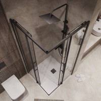 Душевой уголок Niagara Nova NG-6829-34BLACK 90x90, профиль черный матовый, стекло прозрачное