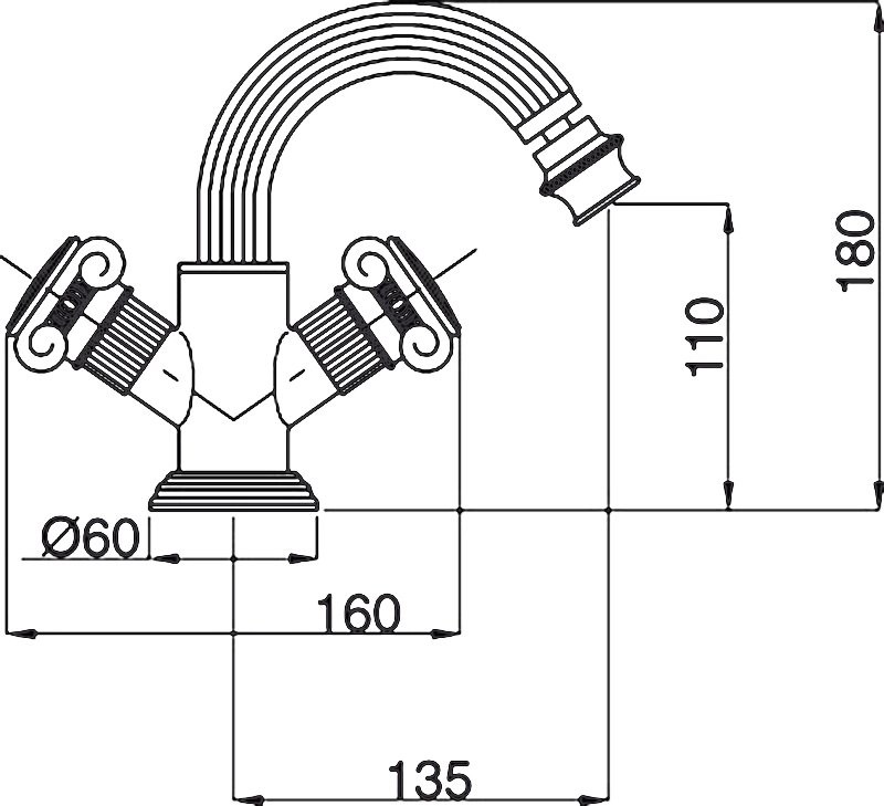 Смеситель для биде Cezares Olimp BS2 02 O
