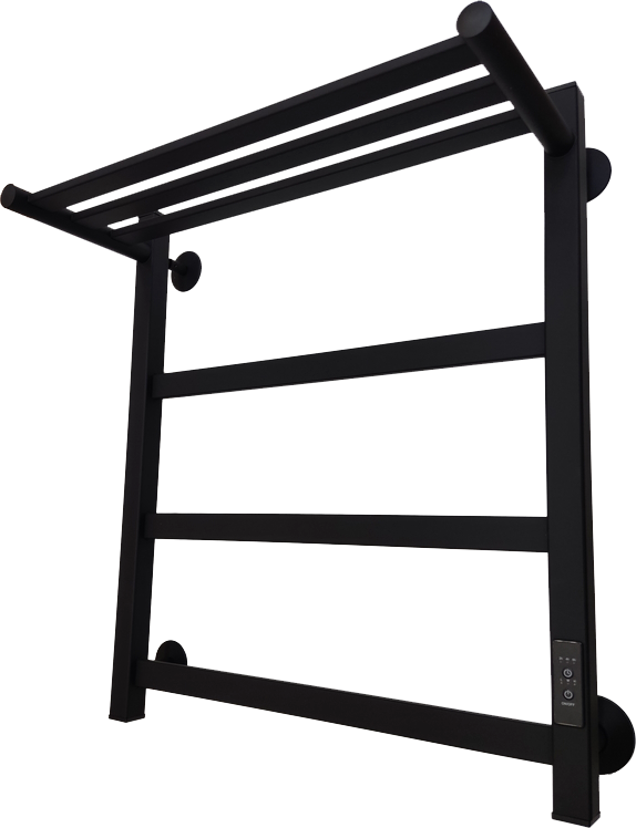 Полотенцесушитель электрический Маргроид Вид 81-10 профильный 60x50 R, с полкой, черный матовый