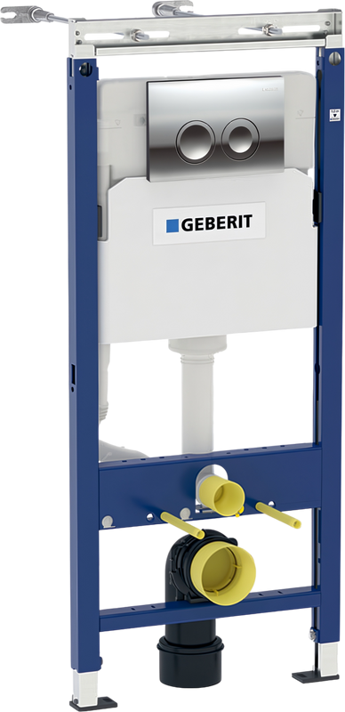 Инсталляция с кнопкой Geberit Duofix Delta Платтенбау 458.122.21.1 цвет глянцевый хром, крепление к полу и стене