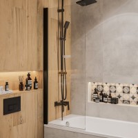 Шторка на ванну DIWO Коломна 4GW005-BL распашная, 60x150, черный матовый