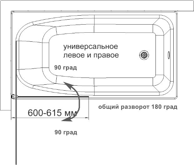 Шторка на ванну DIWO Коломна 4GW005-BL распашная, 60x150, черный матовый
